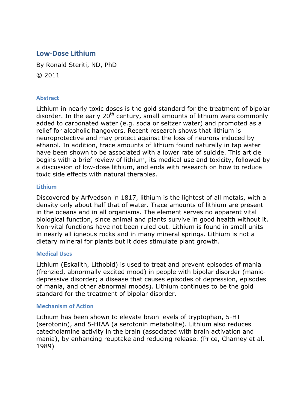 Low-‐Dose Lithium