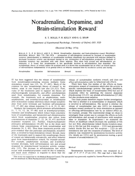 Noradrenaline, Dopamine, and Brain-Stimulation Reward 1