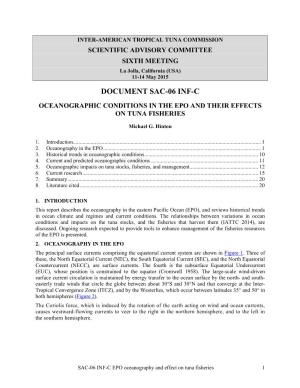Sac-06 Inf-C Oceanographic Conditions in the Epo and Their Effects on Tuna Fisheries