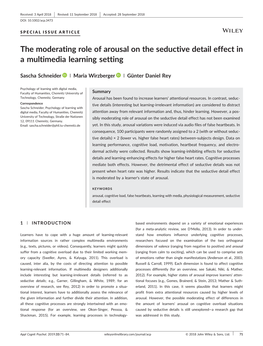 The Moderating Role of Arousal on the Seductive Detail Effect in a Multimedia Learning Setting