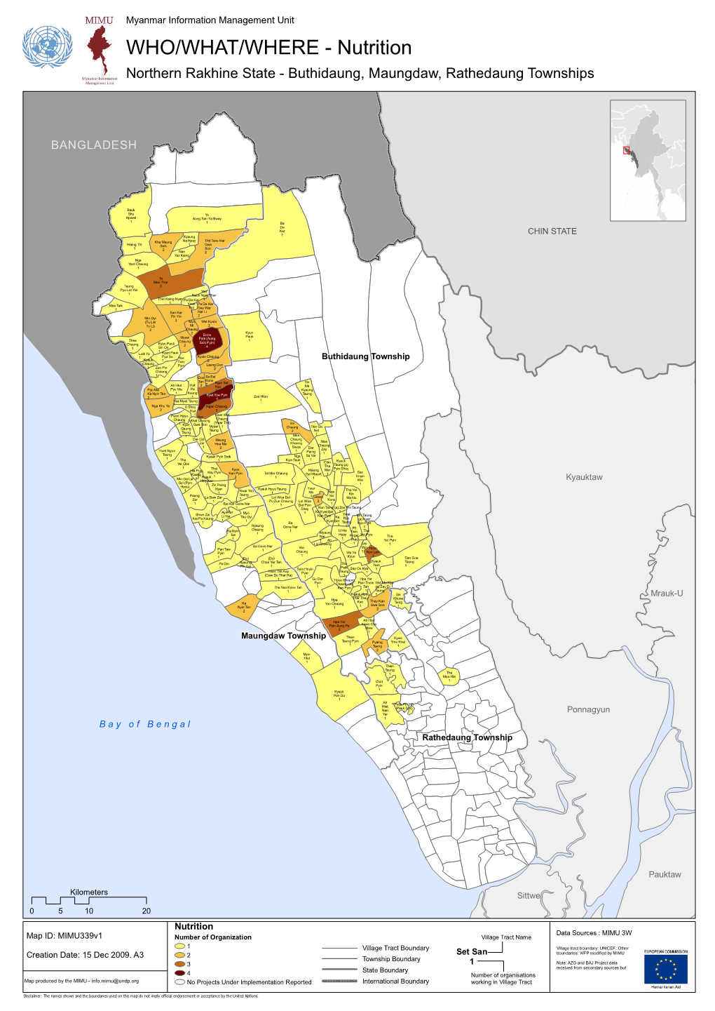 WHO/WHAT/WHERE - Nutrition Northern Rakhine State - Buthidaung, Maungdaw, Rathedaung Townships