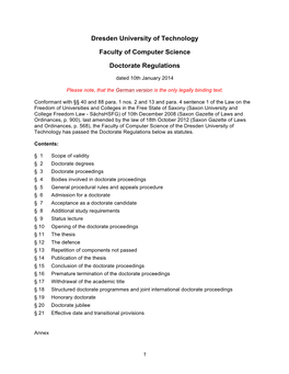 Faculty of Computer Science – Doctorate Regulations