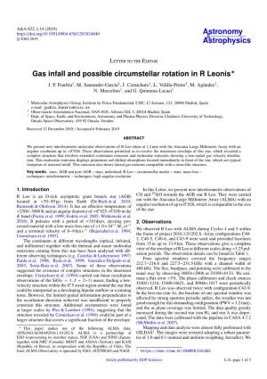 Gas Infall and Possible Circumstellar Rotation in R Leonis? J