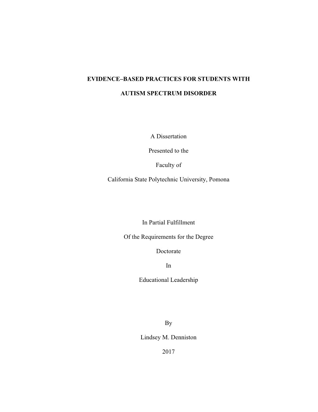 Evidence-Based Practices for Students with Autism Spectrum