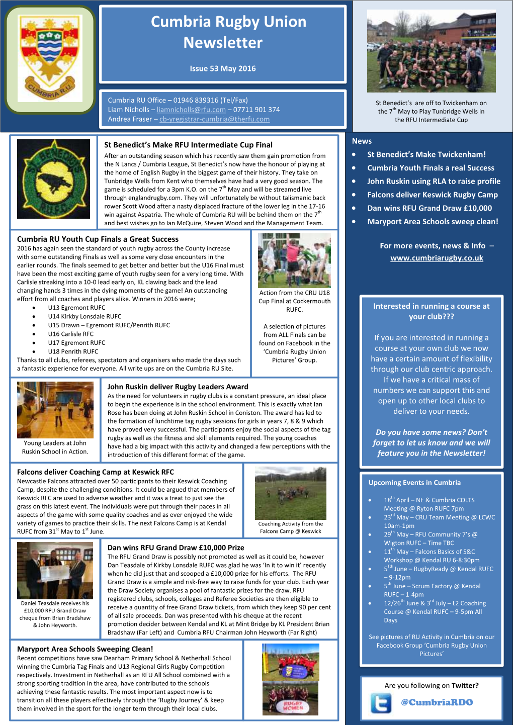 Cumbria Rugby Union Newsletter