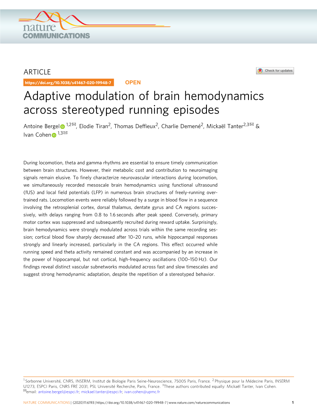 Adaptive Modulation of Brain Hemodynamics Across Stereotyped