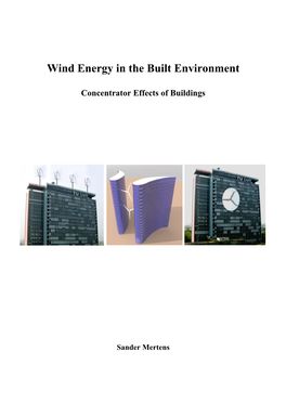 Wind Energy in the Built Environment