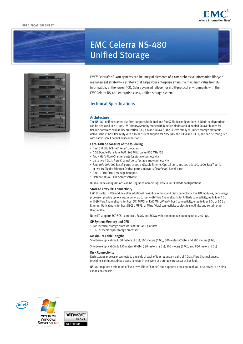 H5807.5-EMC Celerra NS-480 Unified Storage Specification Sheet