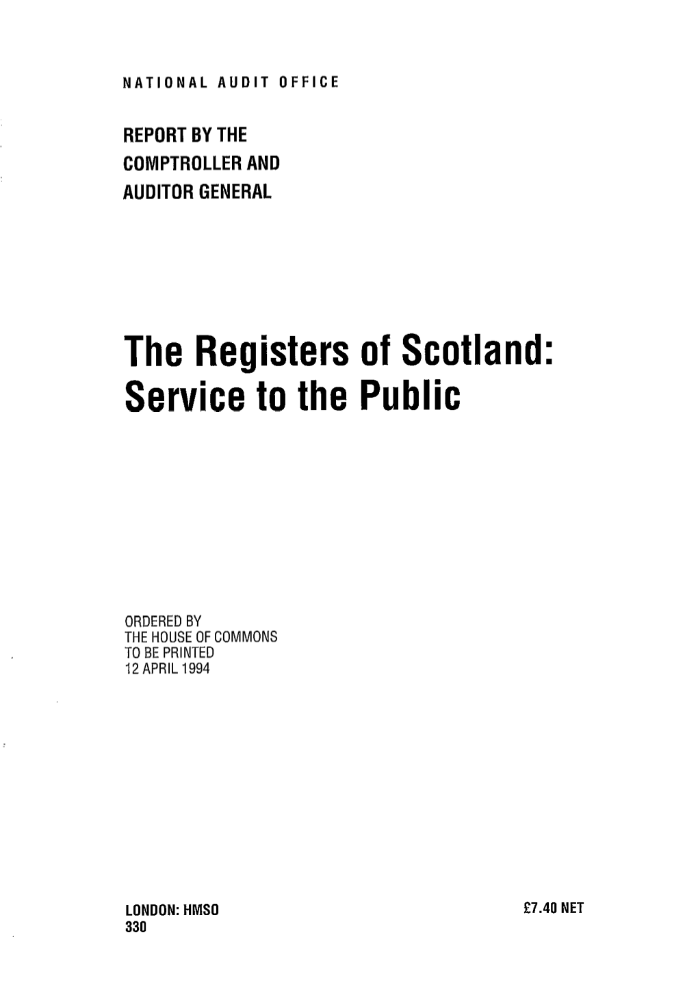 The Registers of Scotland: Service to the P”B!X