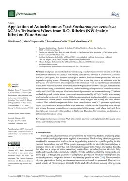 Application of Autochthonous Yeast Saccharomyces Cerevisiae XG3 in Treixadura Wines from DO Ribeiro