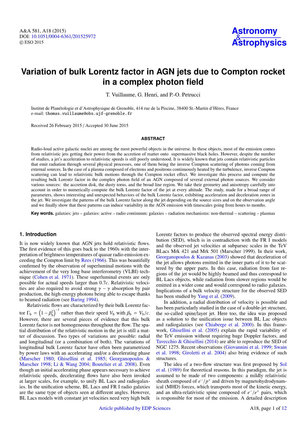 Variation of Bulk Lorentz Factor in AGN Jets Due to Compton Rocket in a Complex Photon ﬁeld T