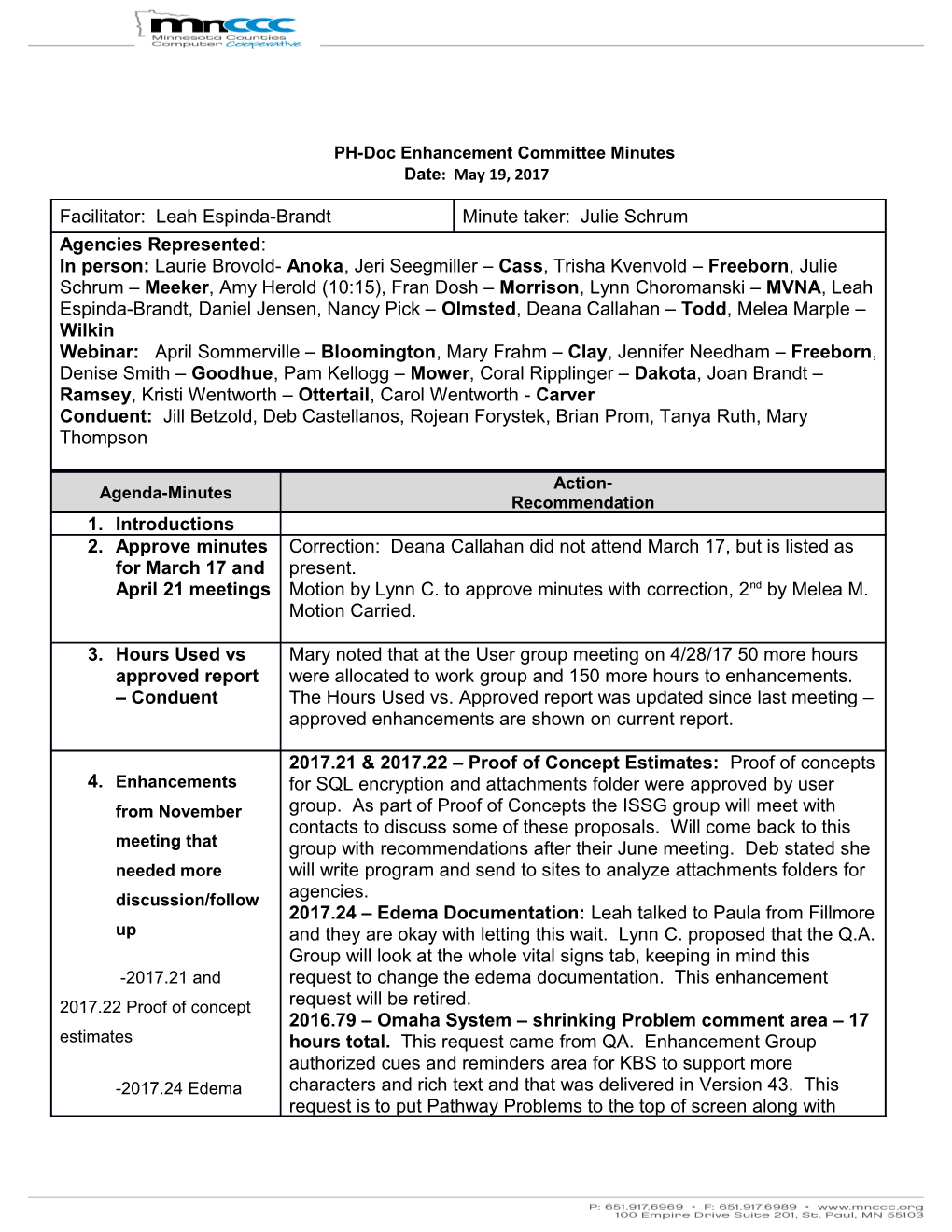 PH-Doc Enhancement Committee Minutes