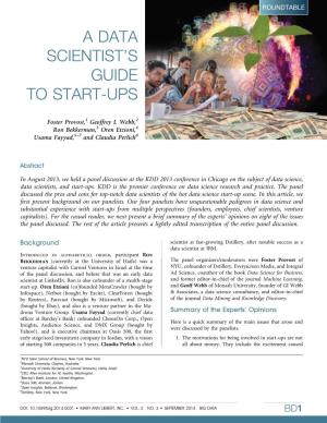 A Data Scientist's Guide to Start-Ups