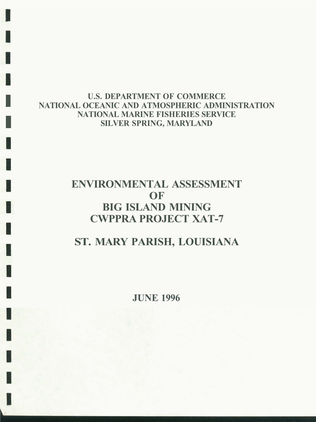 Environmental Assessment of Big Island Mining Cwppra Project Xat-7