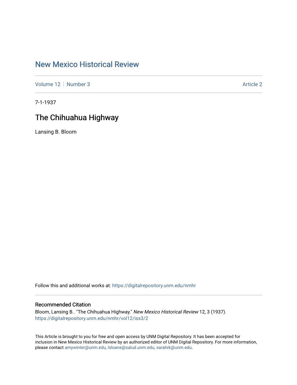 The Chihuahua Highway