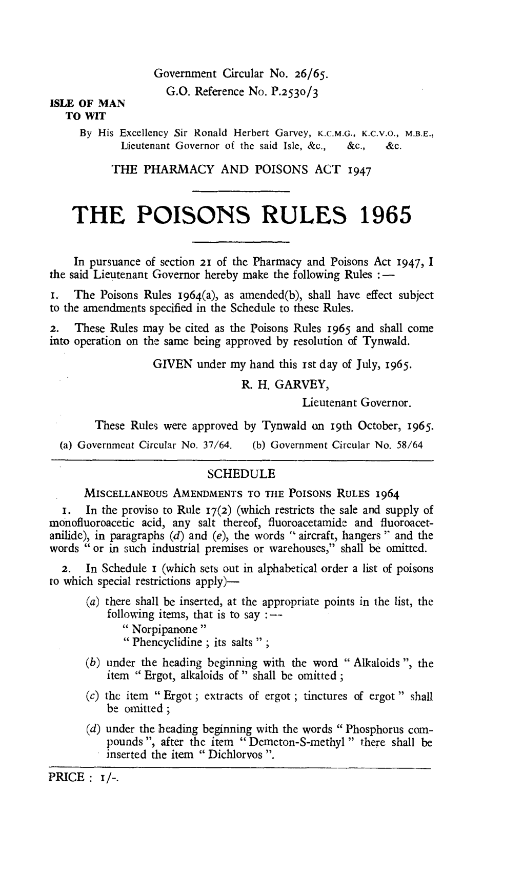 The Poisons Rules 1965