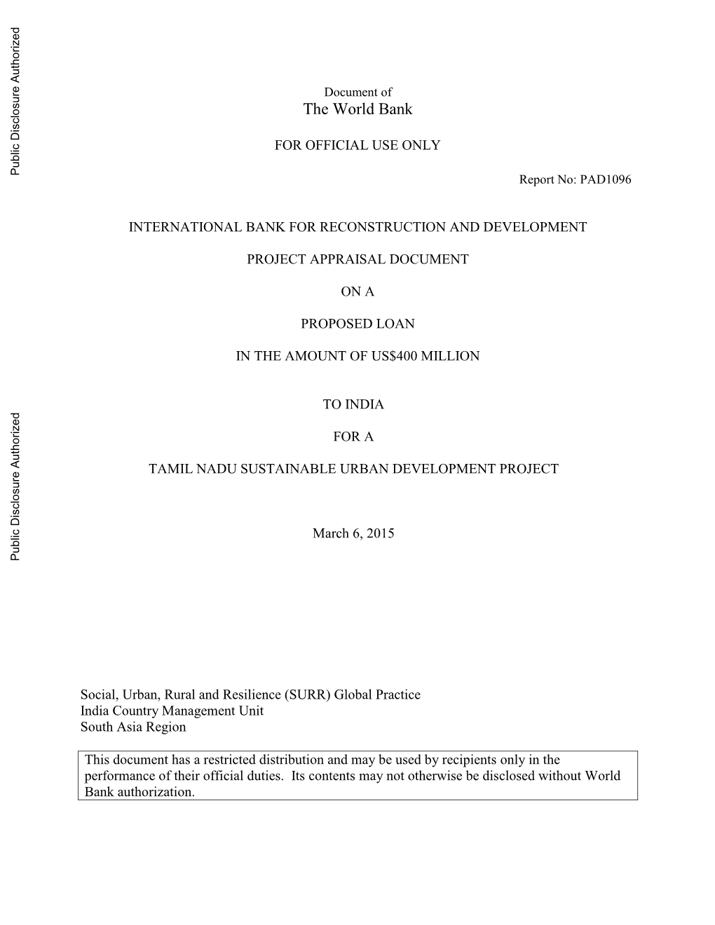 Tamil Nadu Sustainable Urban Development Project