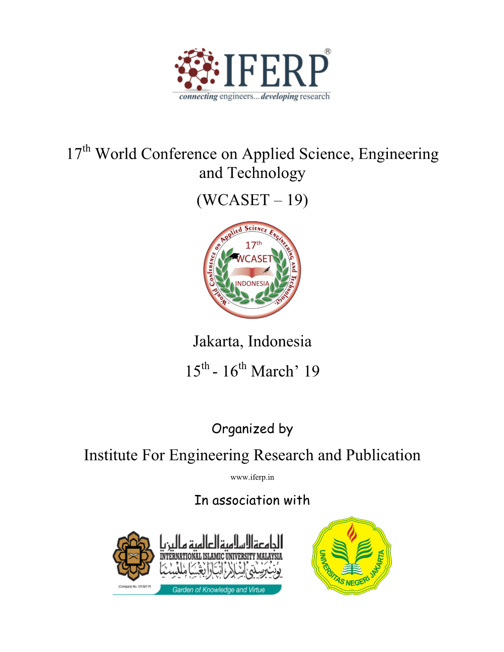 (WCASET – 19) Jakarta, Indonesia 15