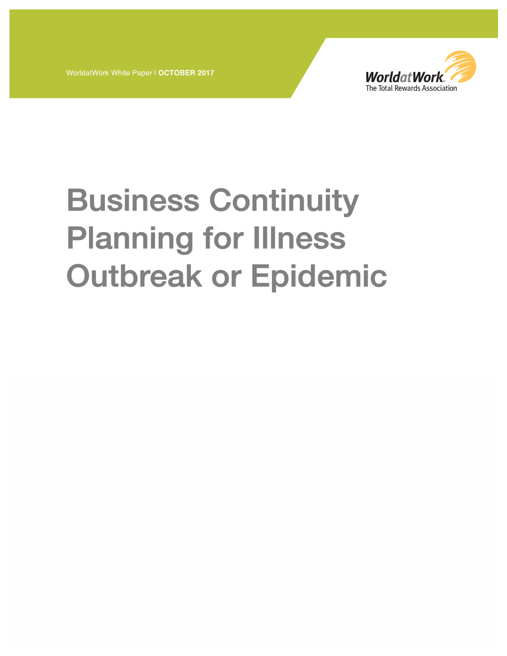 Business Continuity Planning for Illness Outbreak Or Epidemic