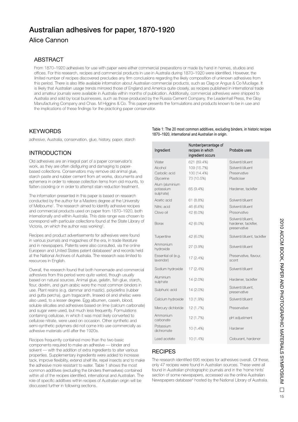 Australian Adhesives for Paper, 1870-1920 for Paper, Adhesives Australian a and in Newspapers