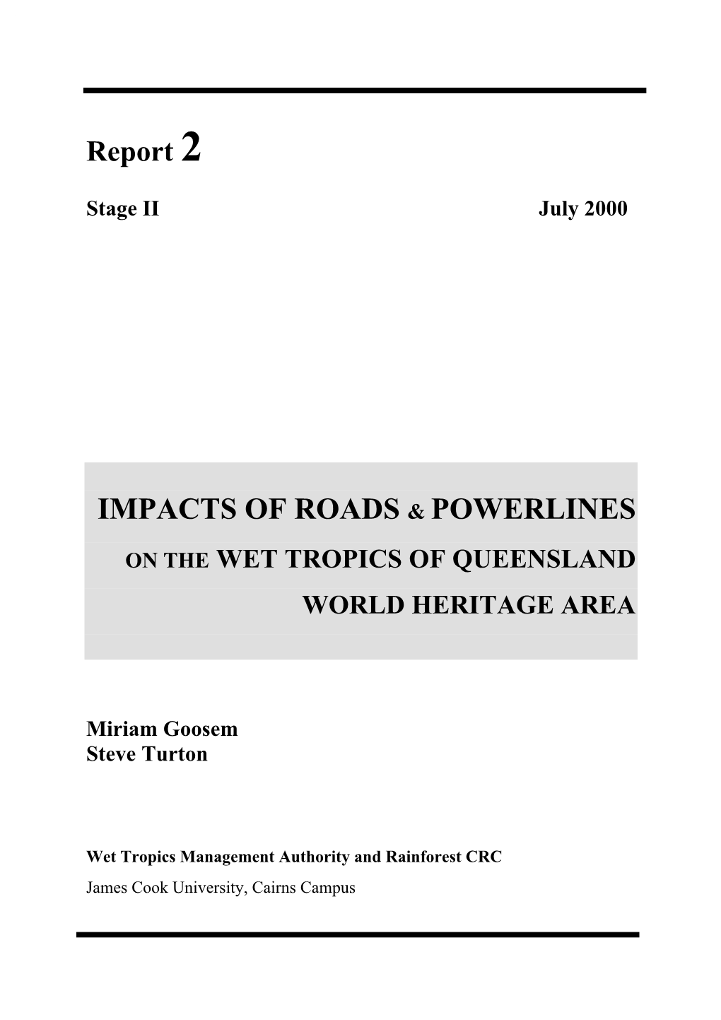 Impacts of Roads & Powerlines