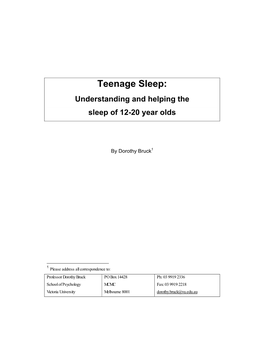 101 Questions and Answers About Sleep for 12-20 Year Olds