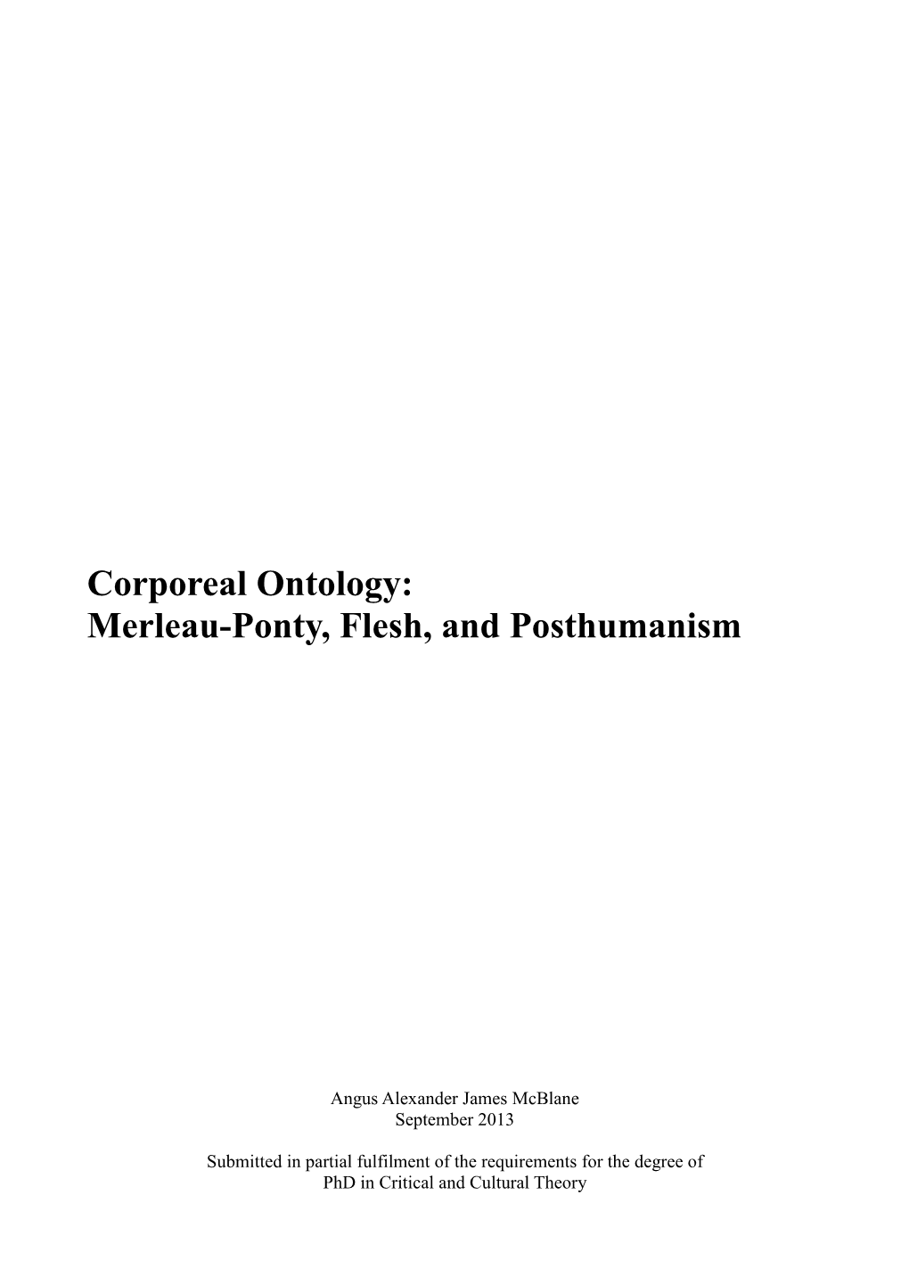 Merleau-Ponty, Flesh, and Posthumanism