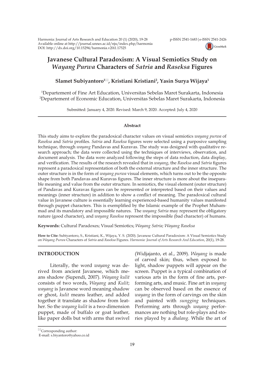 Javanese Cultural Paradoxism: a Visual Semiotics Study on Wayang Purwa Characters of Satria and Raseksa Figures