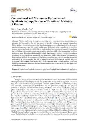 Conventional and Microwave Hydrothermal Synthesis and Application of Functional Materials: a Review