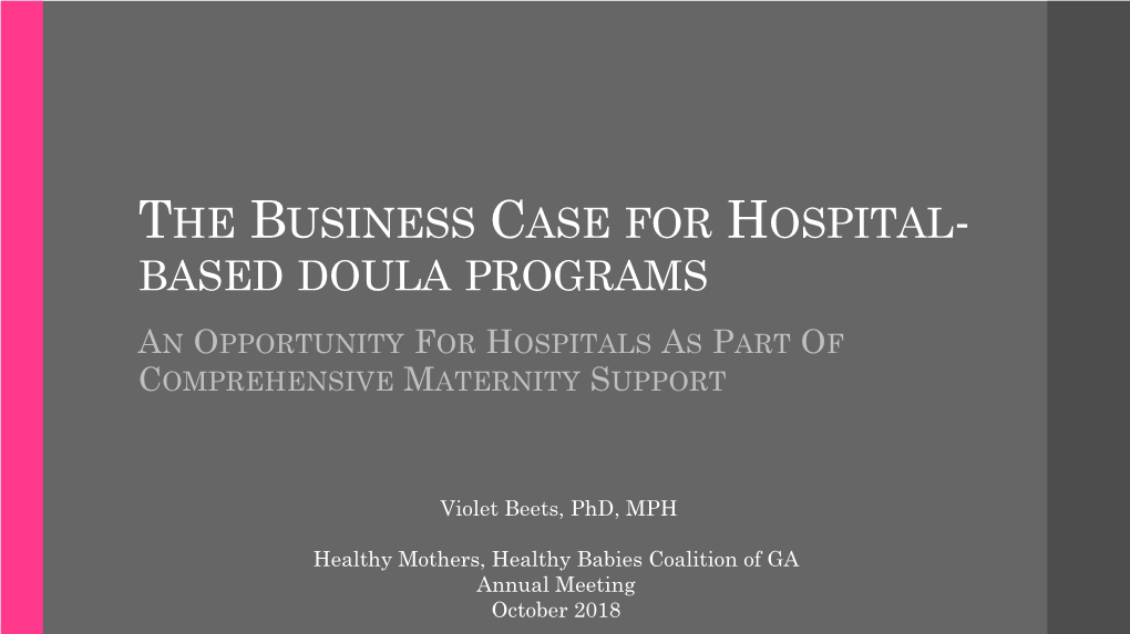 The Business Case for Hospital-Based Doula Programs