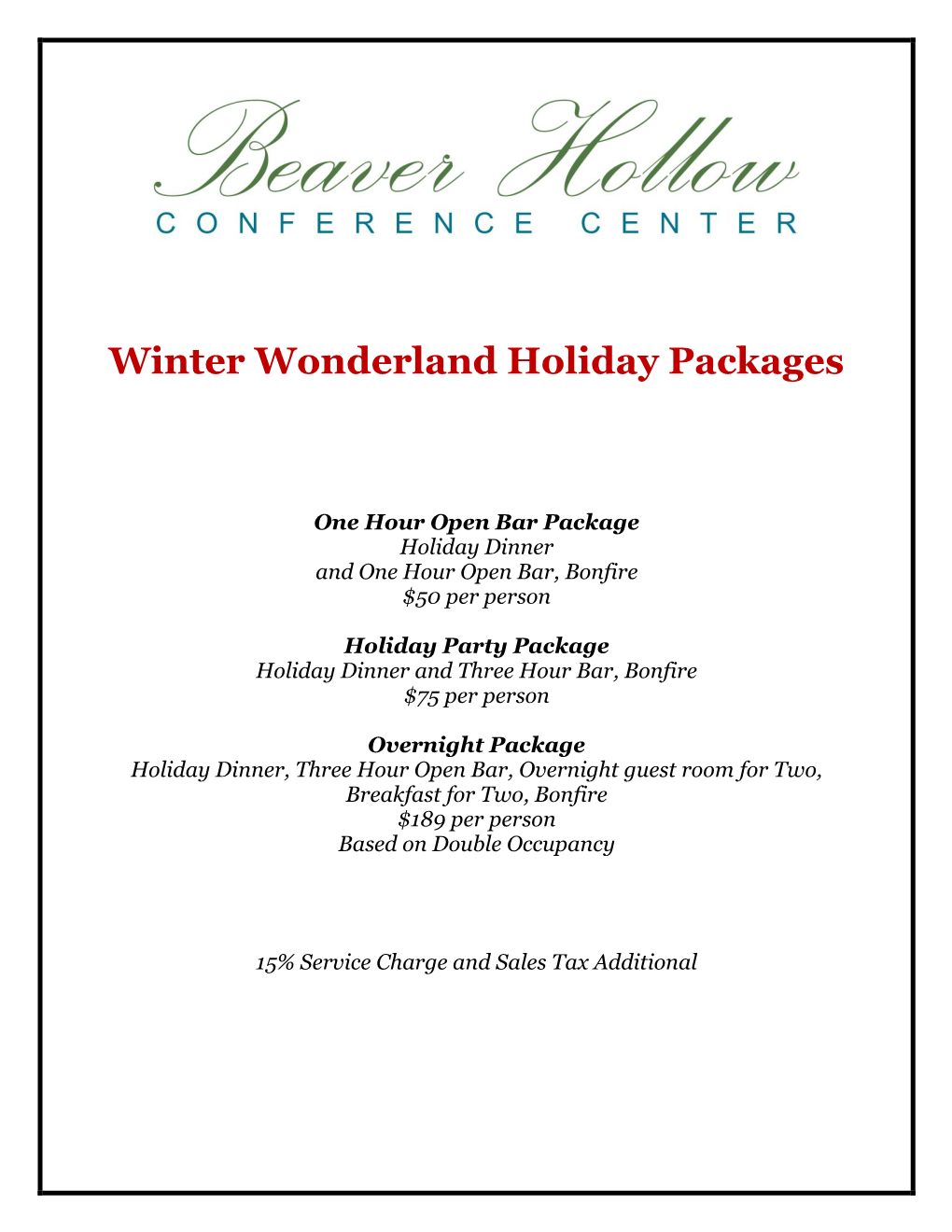 Winter Wonderland Holiday Packages