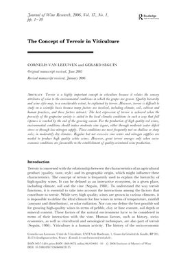 The Concept of Terroir in Viticulture