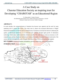 A Case Study on Charotar Education Society an Inspiring Trust for Developing “CHAROTAR” As an Educational Region