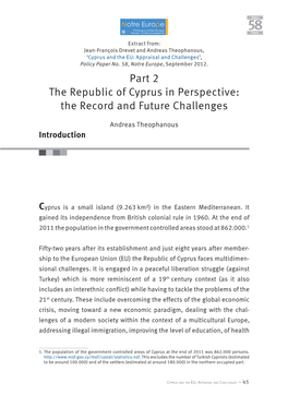 Part 2 the Republic of Cyprus in Perspective: the Record and Future Challenges