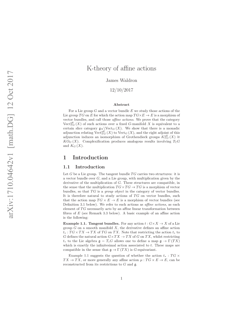 K-Theory of Affine Actions
