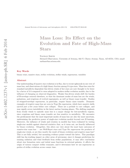 Mass Loss: Its Effect on the Evolution and Fate of High-Mass Stars
