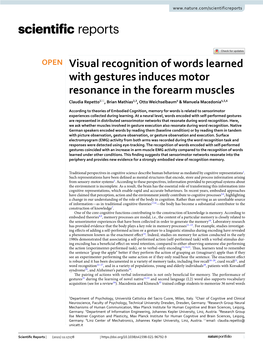 Visual Recognition of Words Learned with Gestures Induces Motor