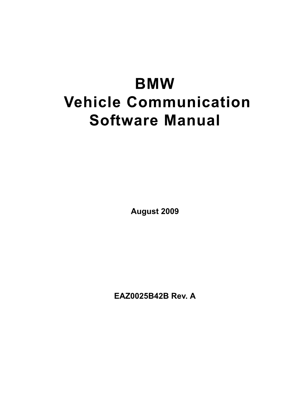 BMW Vehicle Communication Software Manual