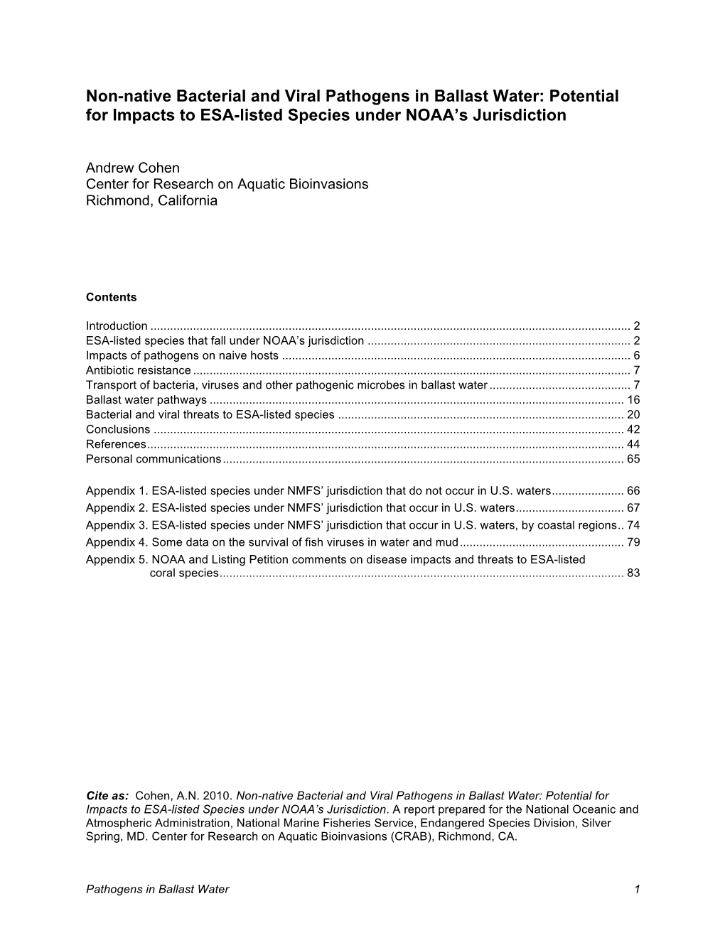 Ballast Water Pathogens