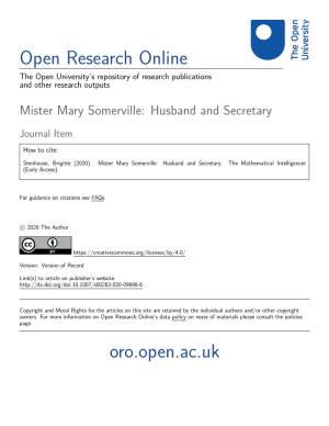Mister Mary Somerville: Husband and Secretary