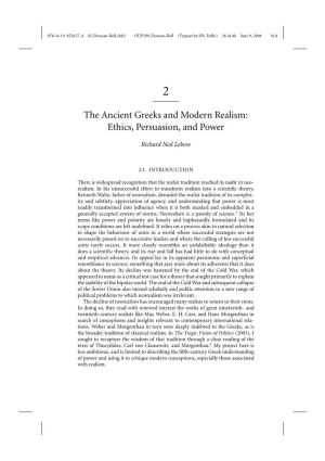 The Ancient Greeks and Modern Realism: Ethics, Persuasion, and Power