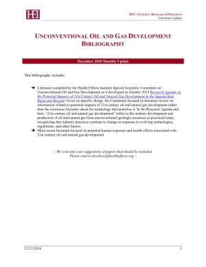 Unconventional Oil and Gas Development Bibliography