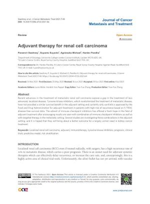 Adjuvant Therapy for Renal Cell Carcinoma