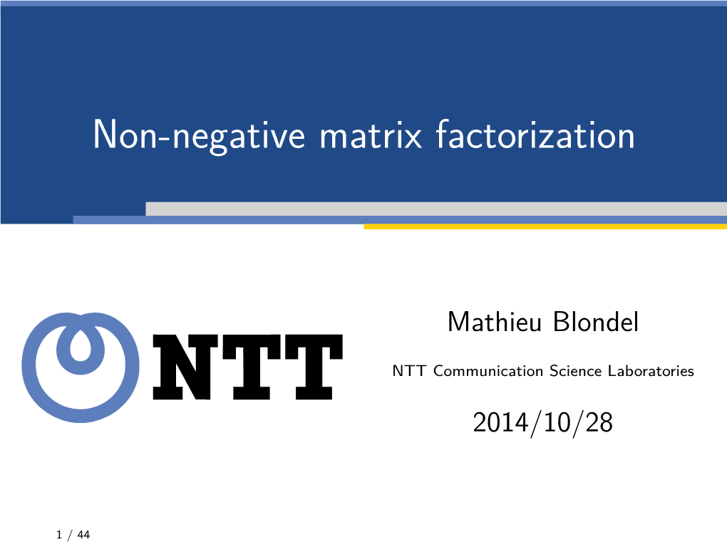 Non-Negative Matrix Factorization