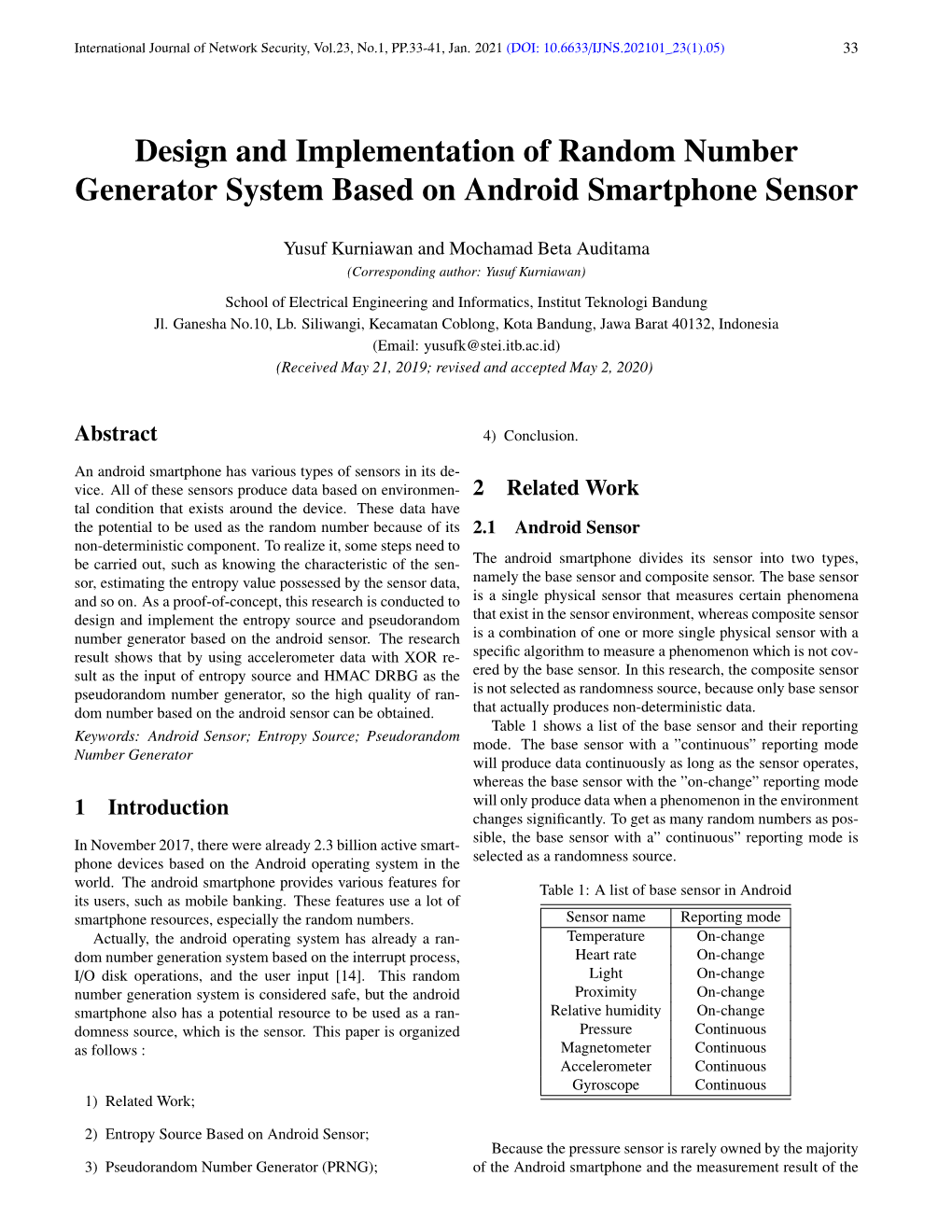 Design and Implementation of Random Number Generator System Based on Android Smartphone Sensor