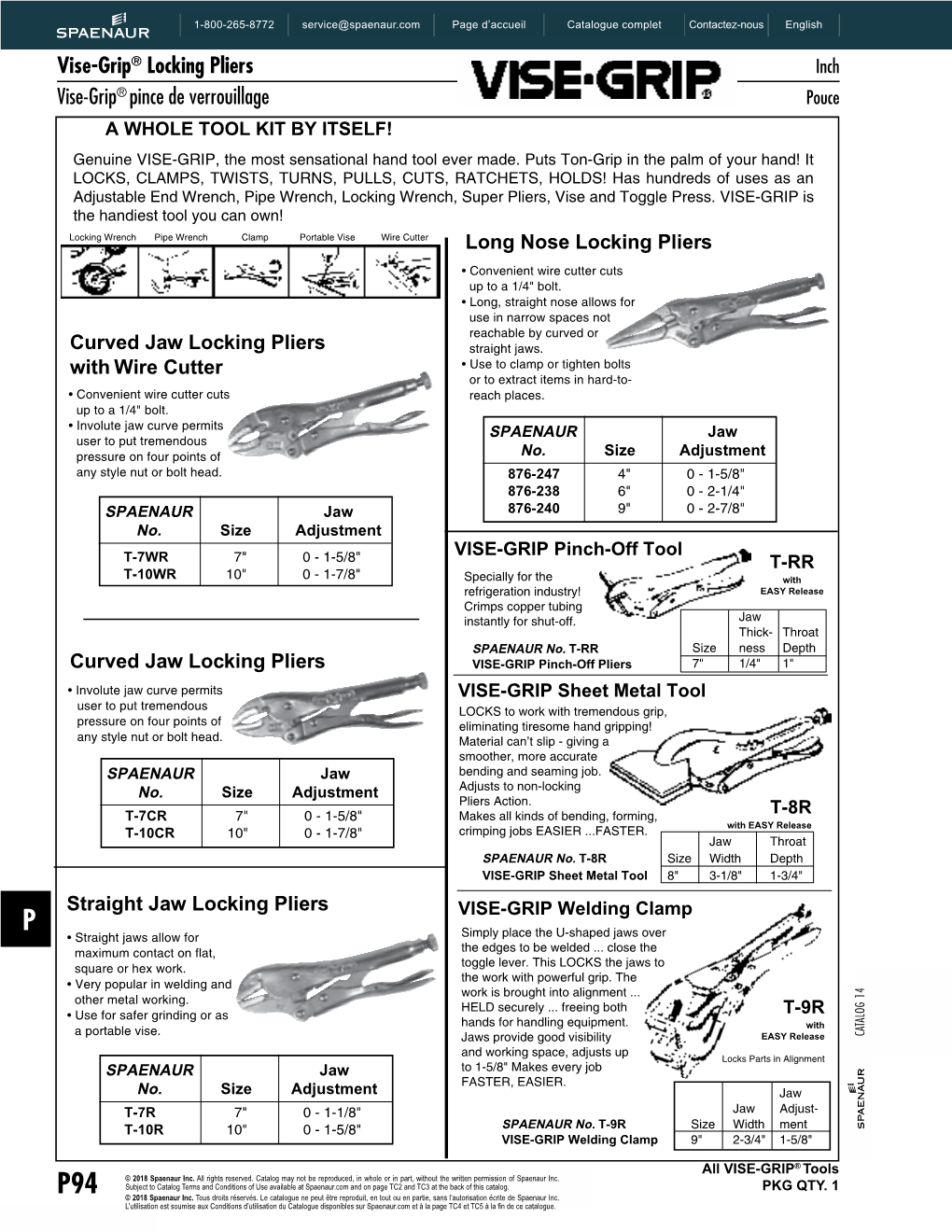 Vise-Grip® Locking Pliers Inch Vise-Grip® Pince De Verrouillage Pouce a WHOLE TOOL KIT by ITSELF! Genuine VISE-GRIP, the Most Sensational Hand Tool Ever Made