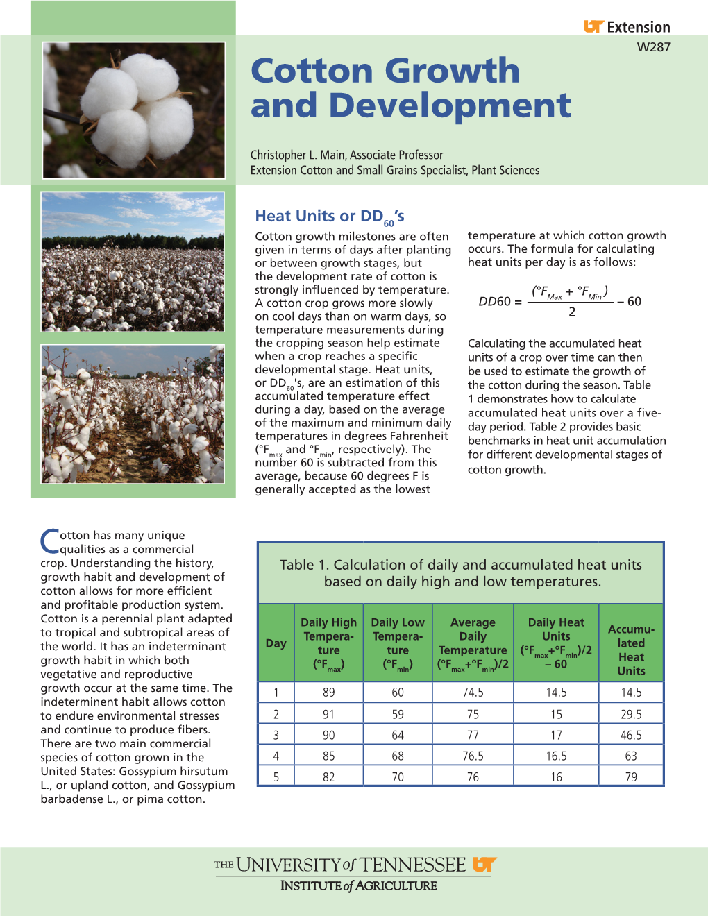 Cotton Growth and Development