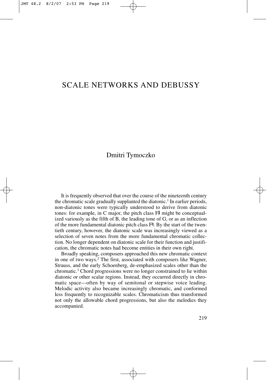 Scale Networks and Debussy