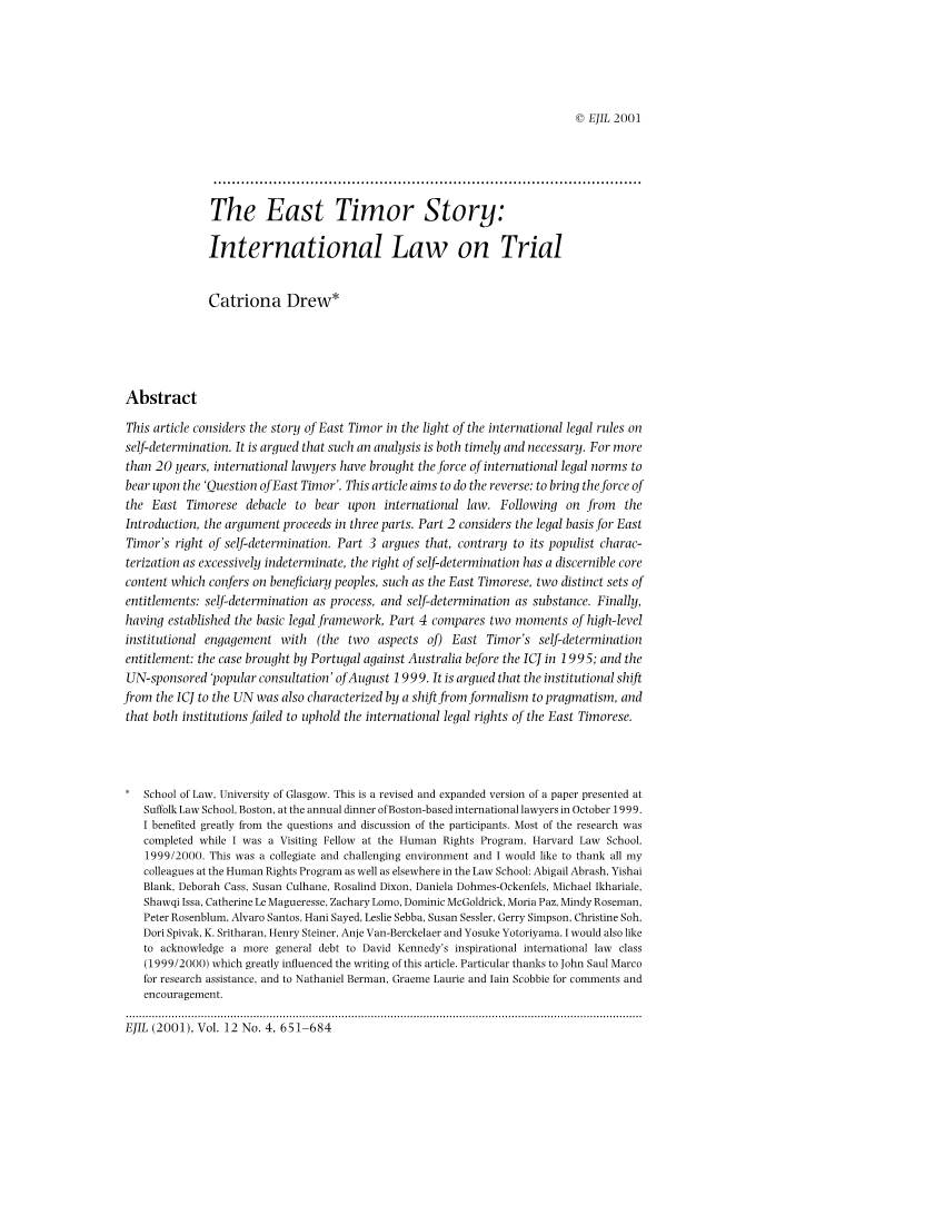 The East Timor Story: International Law on Trial