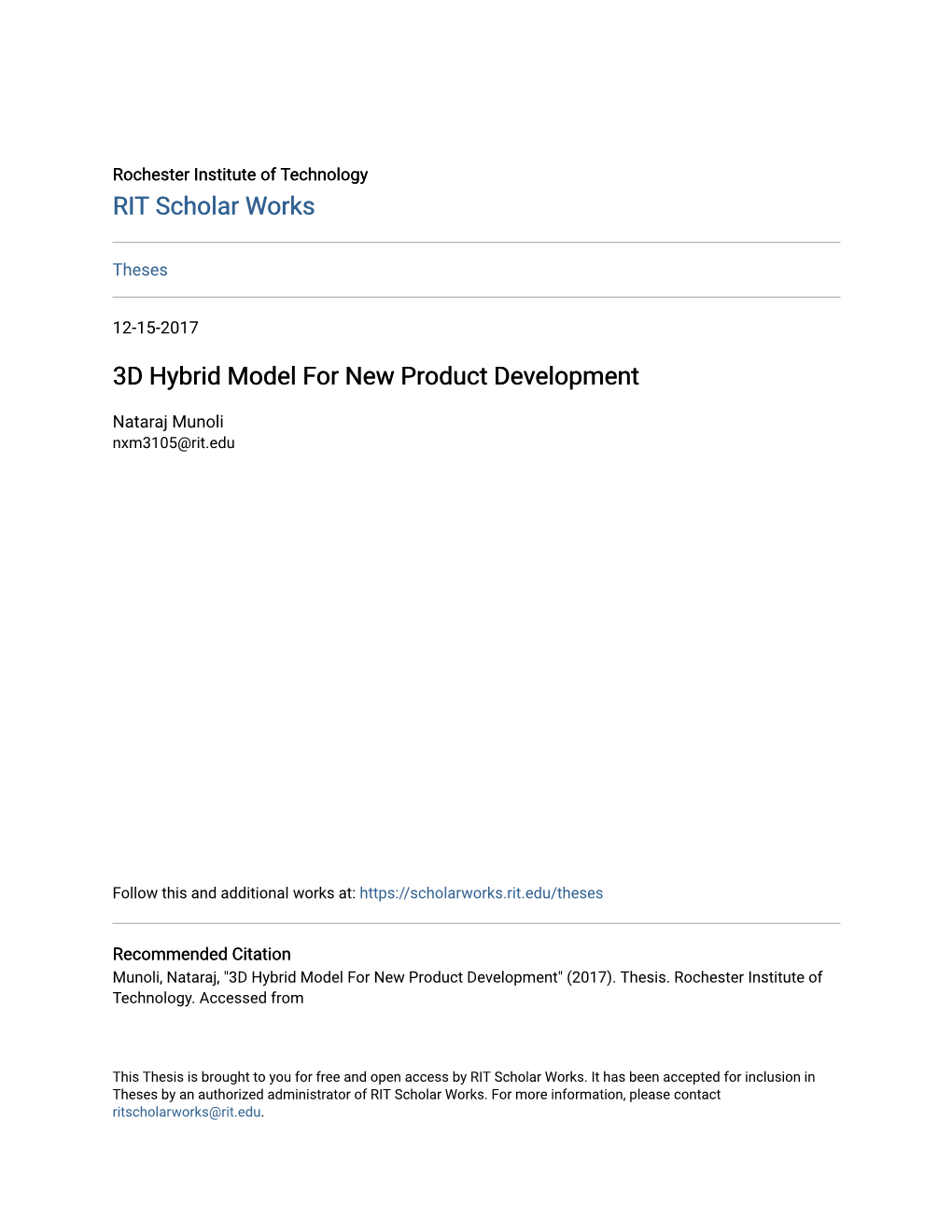 3D Hybrid Model for New Product Development